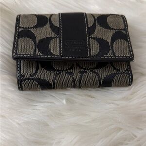 Coach Signature Black and Tan Wallet